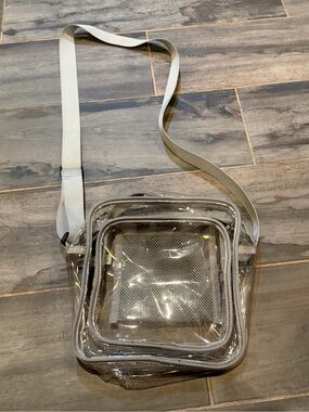 Clear PVC Square Crossbody Bag with White Strap
